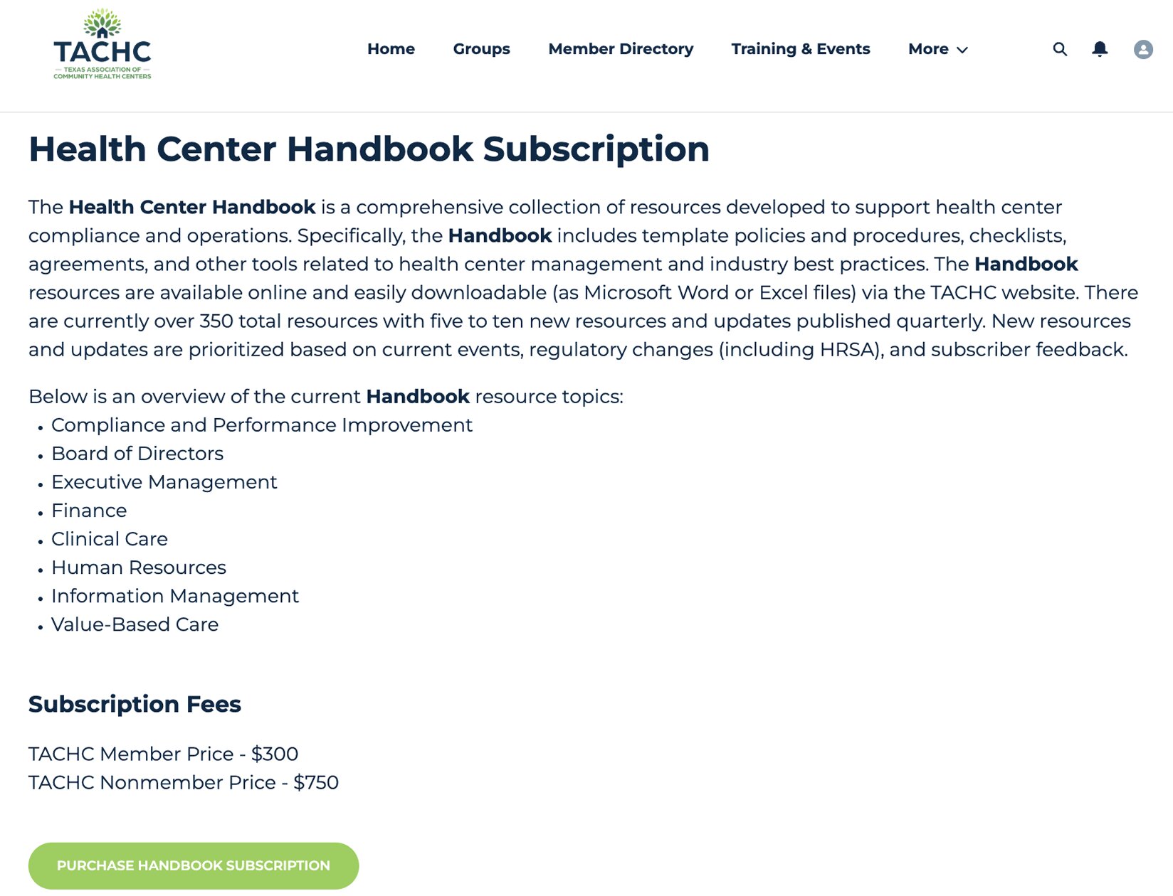 TACHC Handbook Subscription