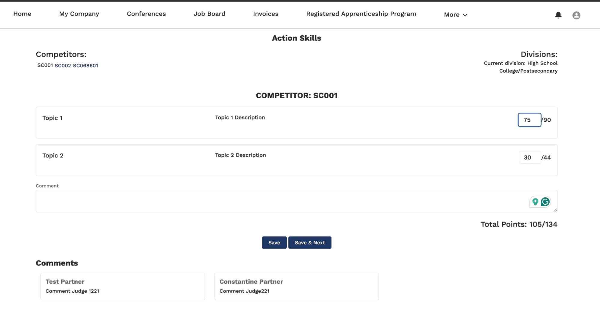 Competition Scoring Process